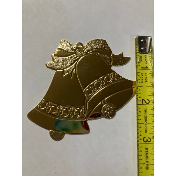 Gold Brass Double Bell Christmas Tree Ornament Gloria Duchin - Picture 6 of 6